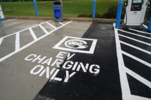 Line Striping For Electric Vehicle Parking at Charging Stations 