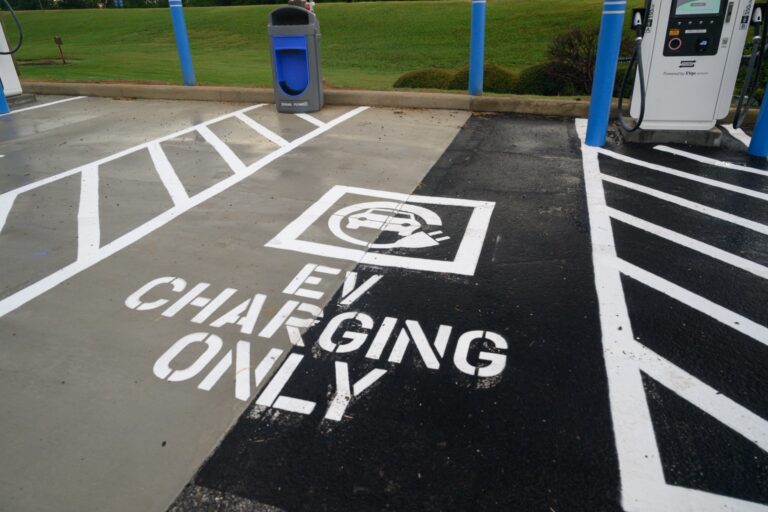 Line Striping For Electric Vehicle Parking at Charging Stations